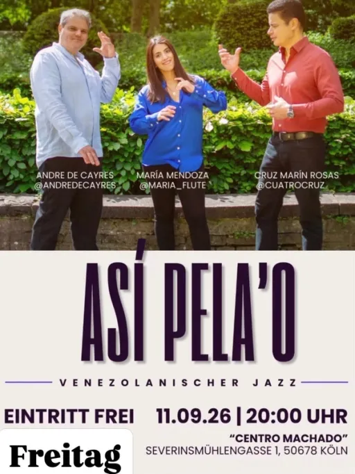 Title image for an event called '$Así Pela'o - Konzert aus Venezuela'