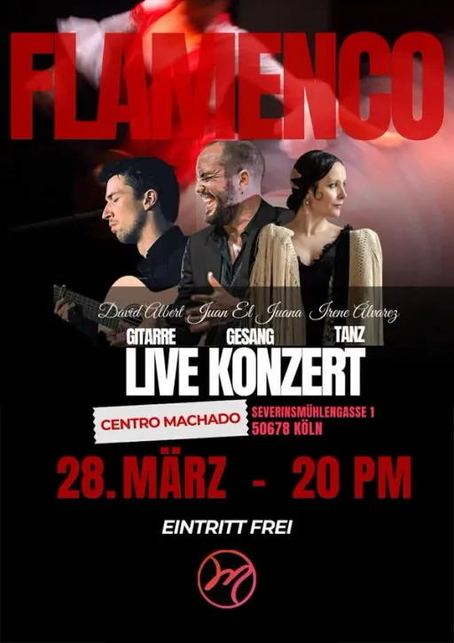 Title image for an event called '$Flamenco mit Gesang Juan el Juana, Tanz Irene Álvarez, Gitarre David Albert'