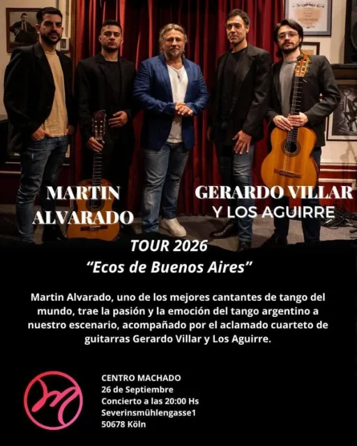 Title image for an event called '$MARTIN ALVARADO & GERARDO VILLAR Y LOS AGUIRRE  Tango TOUR 2026 –'