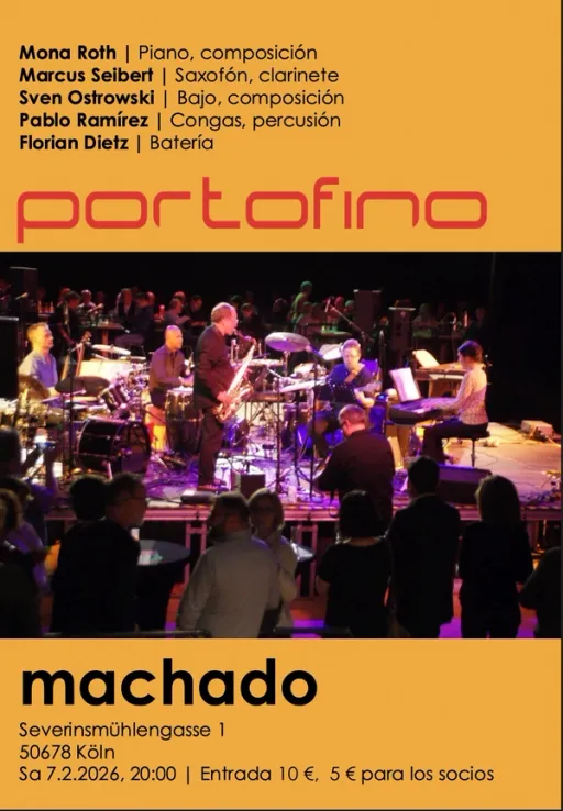 Title image for an event called '$Portofino Quinttet Latin Jazz - Jazz con sabor'