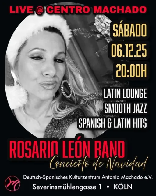 Title image for an event called '$ROSARIO LEÓN BAND - Spanish Smooth Jazz - Latin Lounge- NAVIDAD'