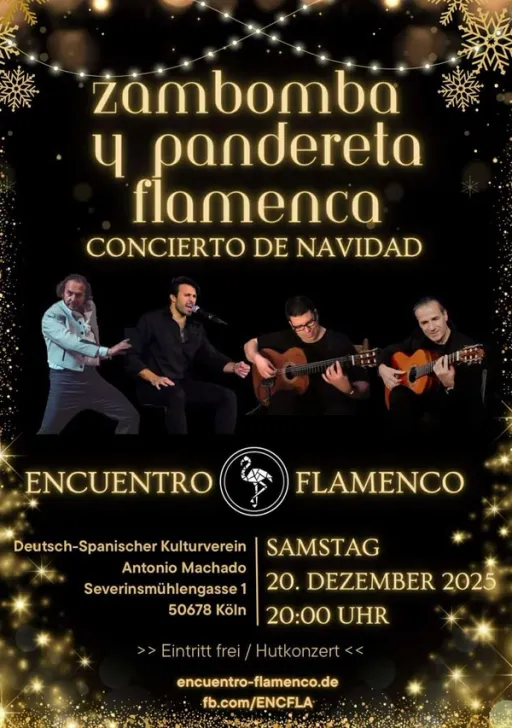 Title image for an event called '$Zambomba y panderta flamenca (Concierto de Navidad mit spanischer Flamenco-Weihnachstslieder )'