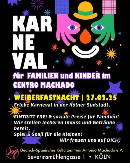 Title image for an event called '$Karneval für Familien und Kinder am Weiberfastnacht'