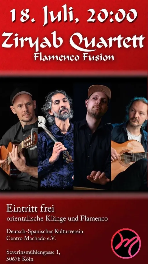 Title image for an event called '$Ziryab Quartett ✨ FLAMENCO/LEVANTE/ ARABIC FUSION✨'
