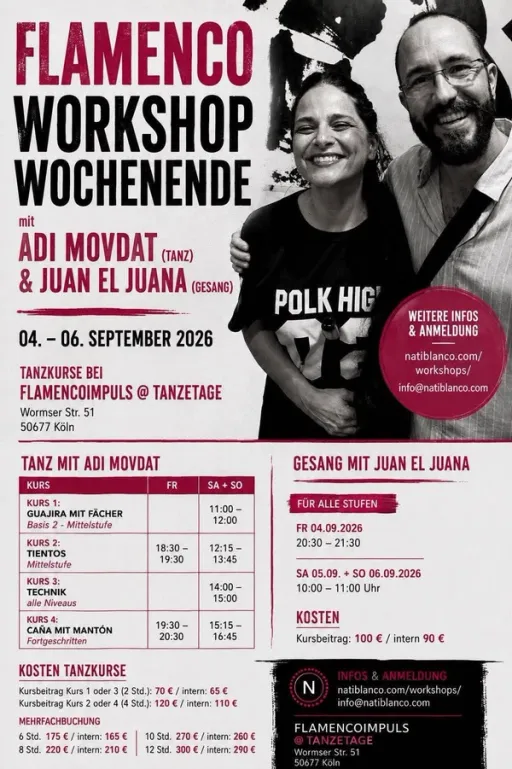 Title image for an event called '$Flamenco-Workshop-Wochenende  Gesang und Tanz (unterschiedliche Locations)'