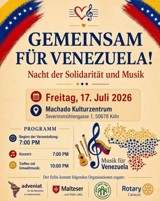 Title image for an event called '$¡UNIDOS por VENEZUELA! VIERNES | '