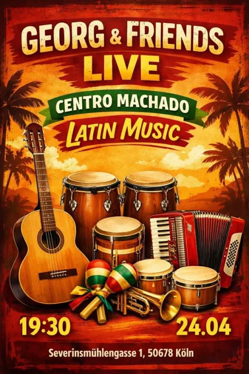 Title image for an event called '$George and Friends - Latin Music Salsa Merengue Cumbia popurri Andine Ritme un karibische Klänge'