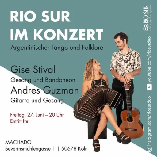 Title image for an event called '$RIO SUR – Im Konzert Argentinischer Tango & Folklore mit RIO SUR – Im Konzert Argentinischer Tango & Folklore  Gise Stival und Andrés Guzmán '