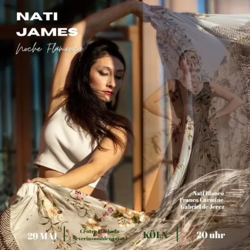 Title image for an event called '$Tablao Flamenco mit Nati James mit Gesang, Gitarre und viel Tanz'
