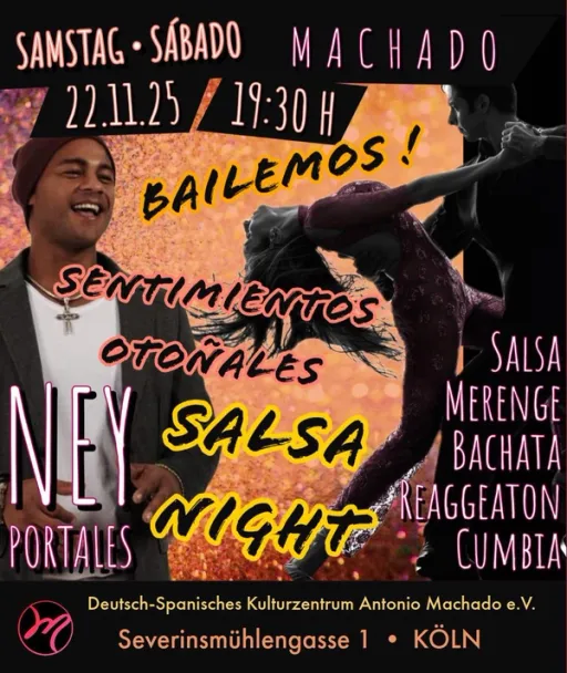 Title image for an event called '$Noche de Salsa mit Ney Portales "Sentimientos otoñales"'