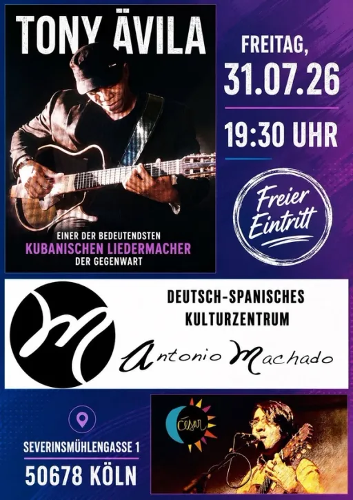 Title image for an event called '$TONY ÁVILA,einer der bedeutendsten kubanischen Liedermacher der Gegenwart'
