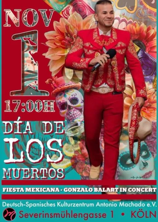 Title image for an event called '$🌺☠️🌼 Día de los muertos 🌼☠️🌺 Mit Mariachi Gonzalo Balart'