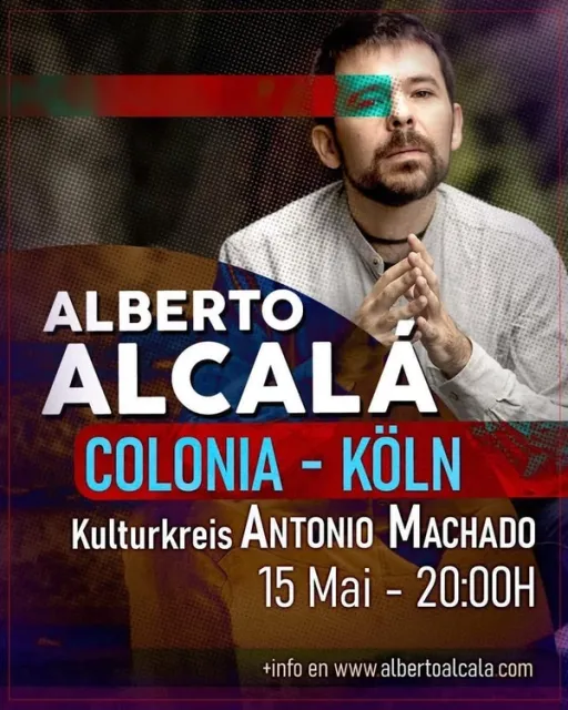 Title image for an event called '$Alberto Alcalá im Konzert: Spanischer Liedermacher und Sänger aus Málaga'