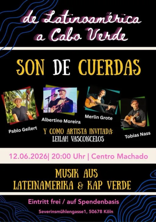 Title image for an event called '$Son de Cuerdas - De Lateinamerica a Cabo Verde'