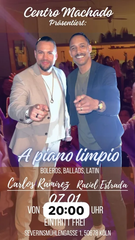 Title image for an event called '$A piano limpio mit Carlos Ramirez y Raciel Estrada'
