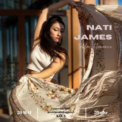 Title image for an event called '$Tablao Flamenco mit Nati James mit Gesang, Gitarre und viel Tanz'