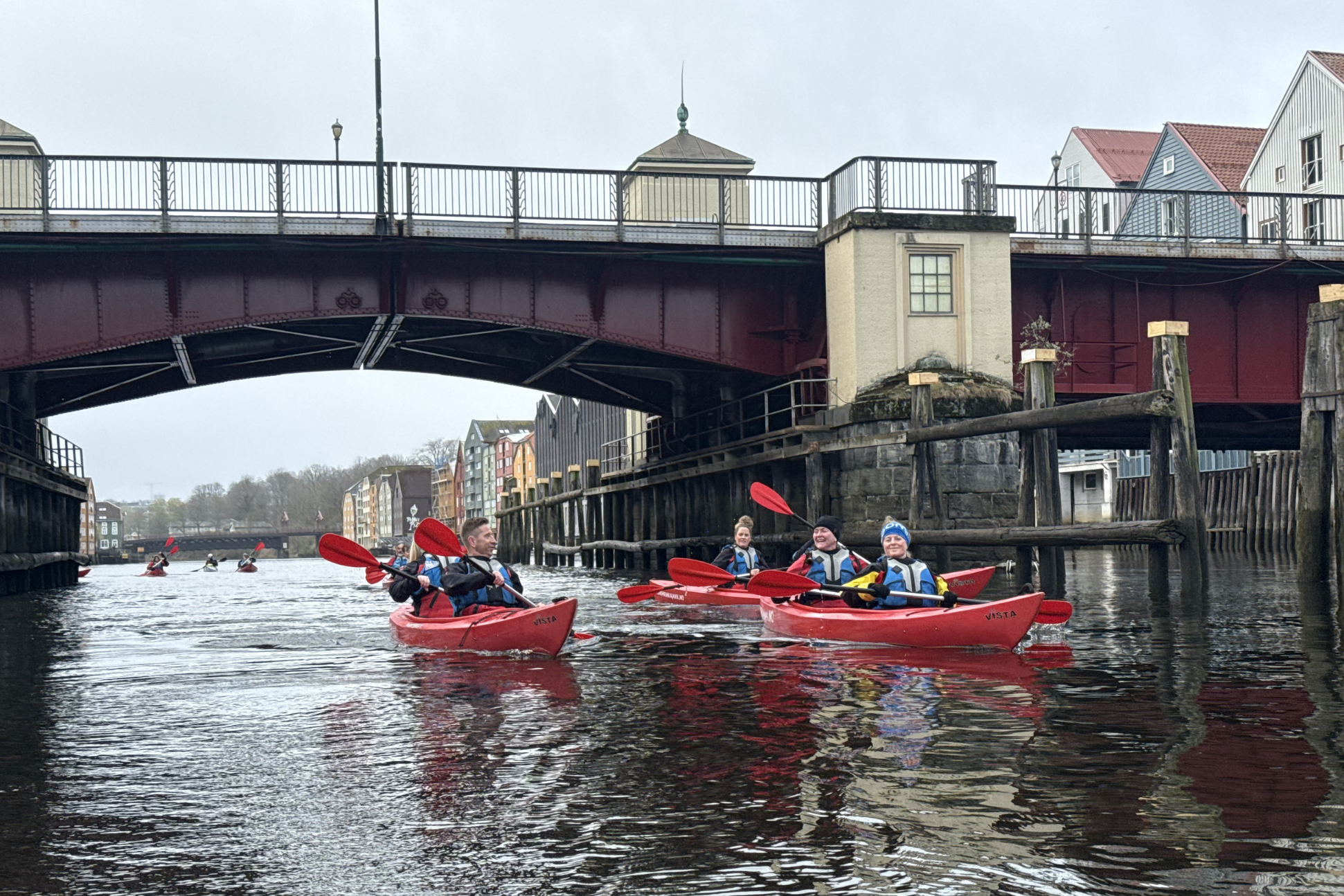 Kayaking on the Nidelva River in Trondheim, Norway