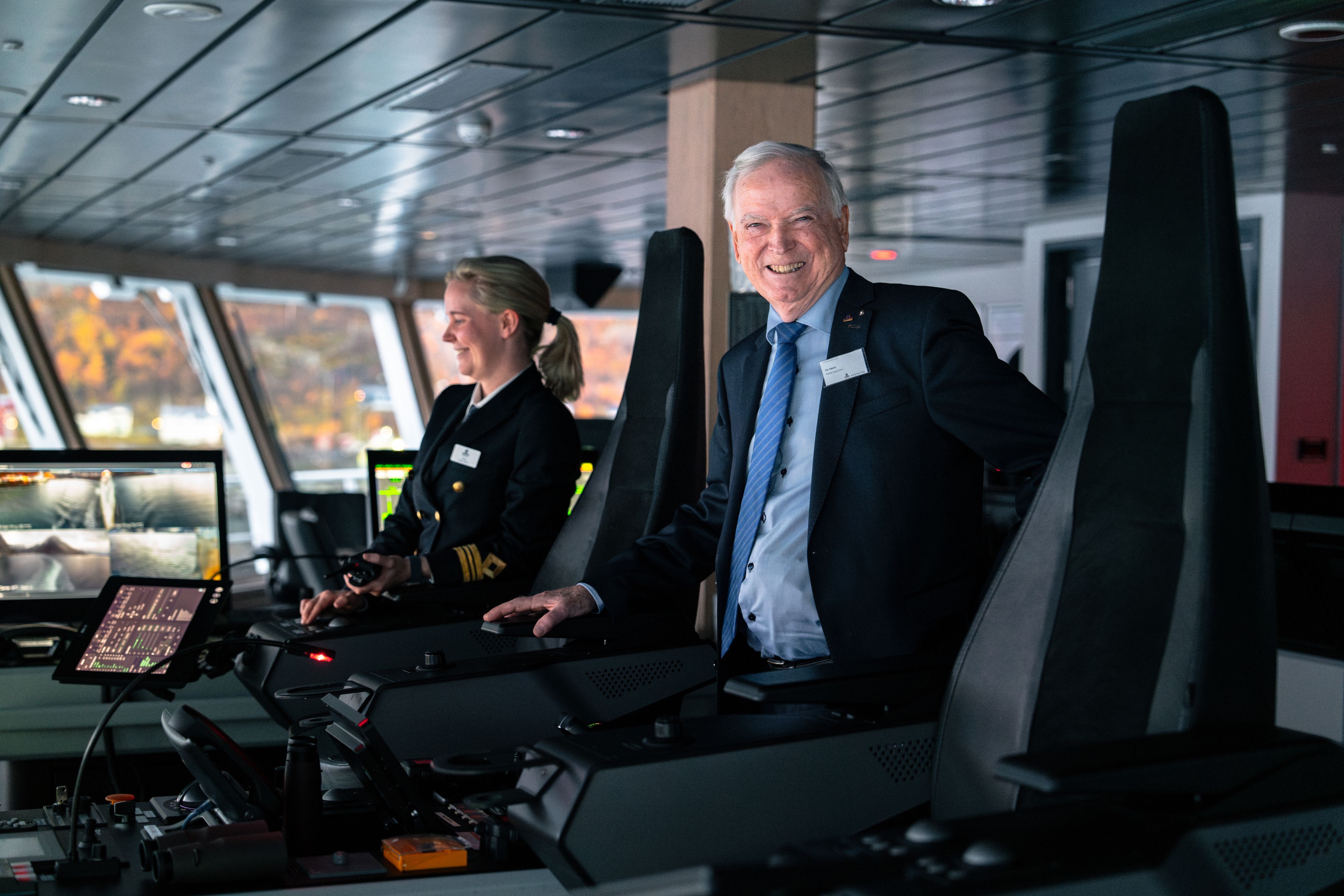 Per Sævik, founder of Havila Group and Havila Voyages, on the bridge of a Havila Voyages coastal ship.