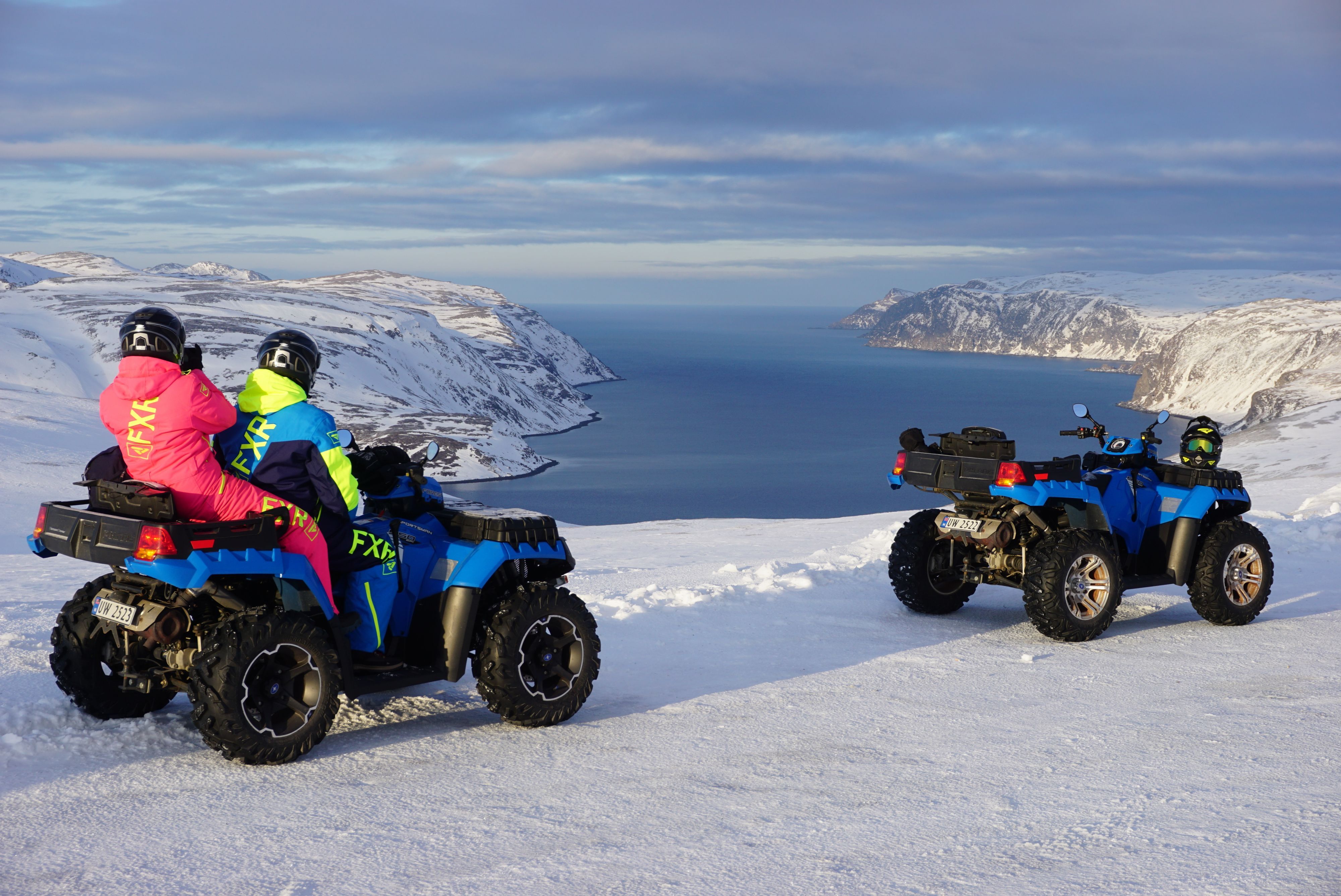 ATV Winter Safari overlooking the snowy fjords of Magerøya.