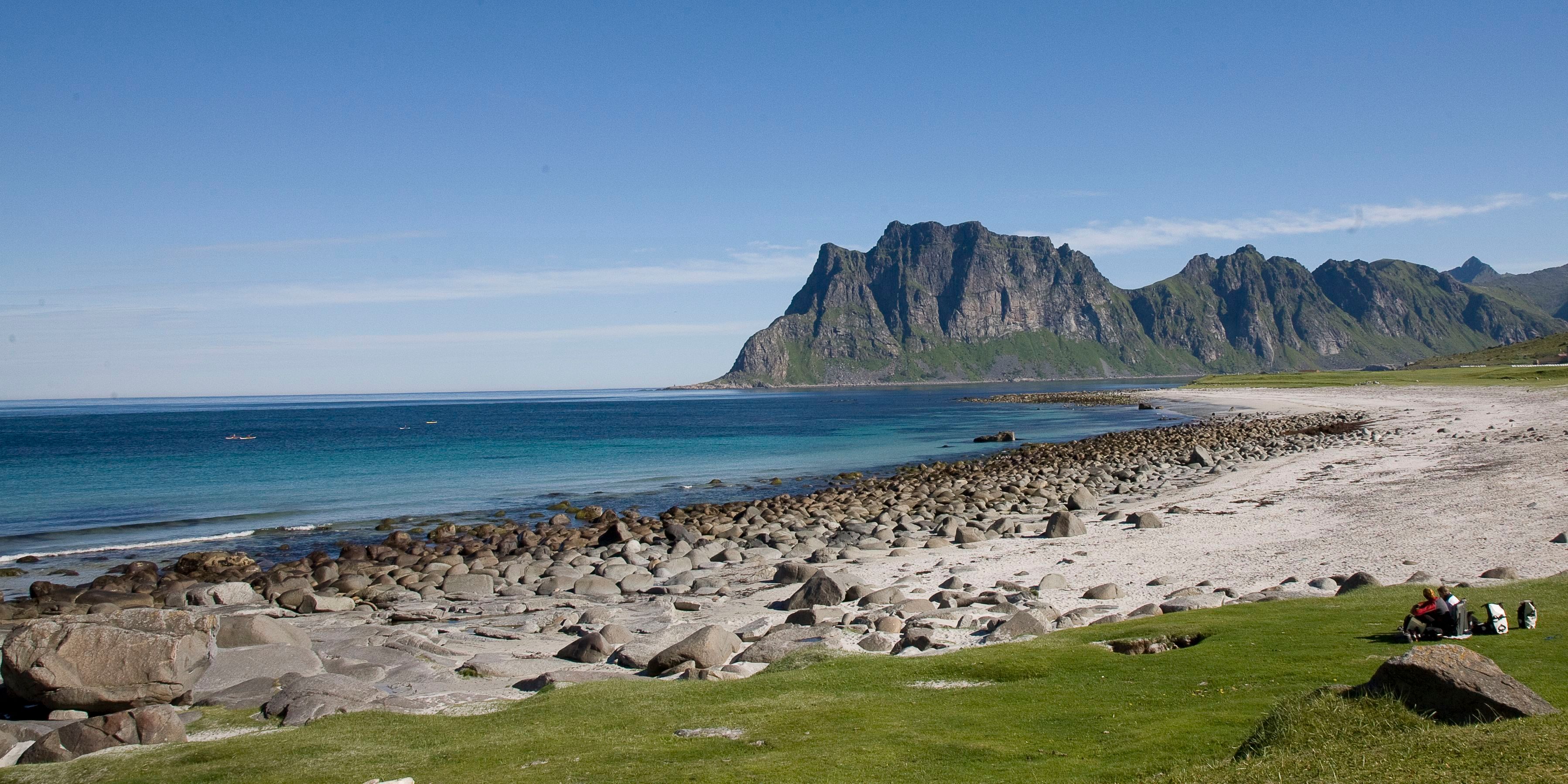 Vakker strand i Lofoten, Norge