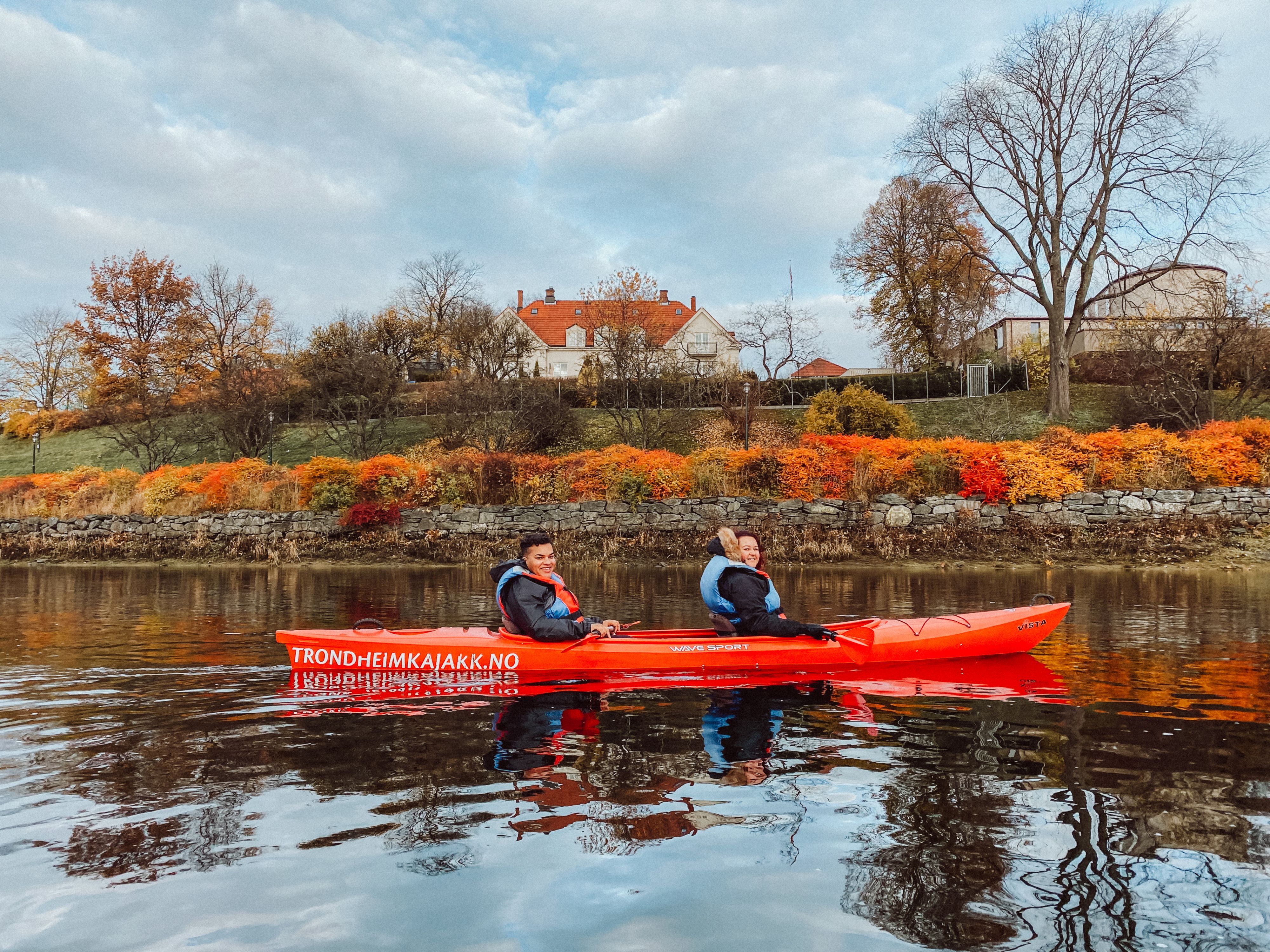 Kayaking on the Nidelva River in Trondheim, Norway