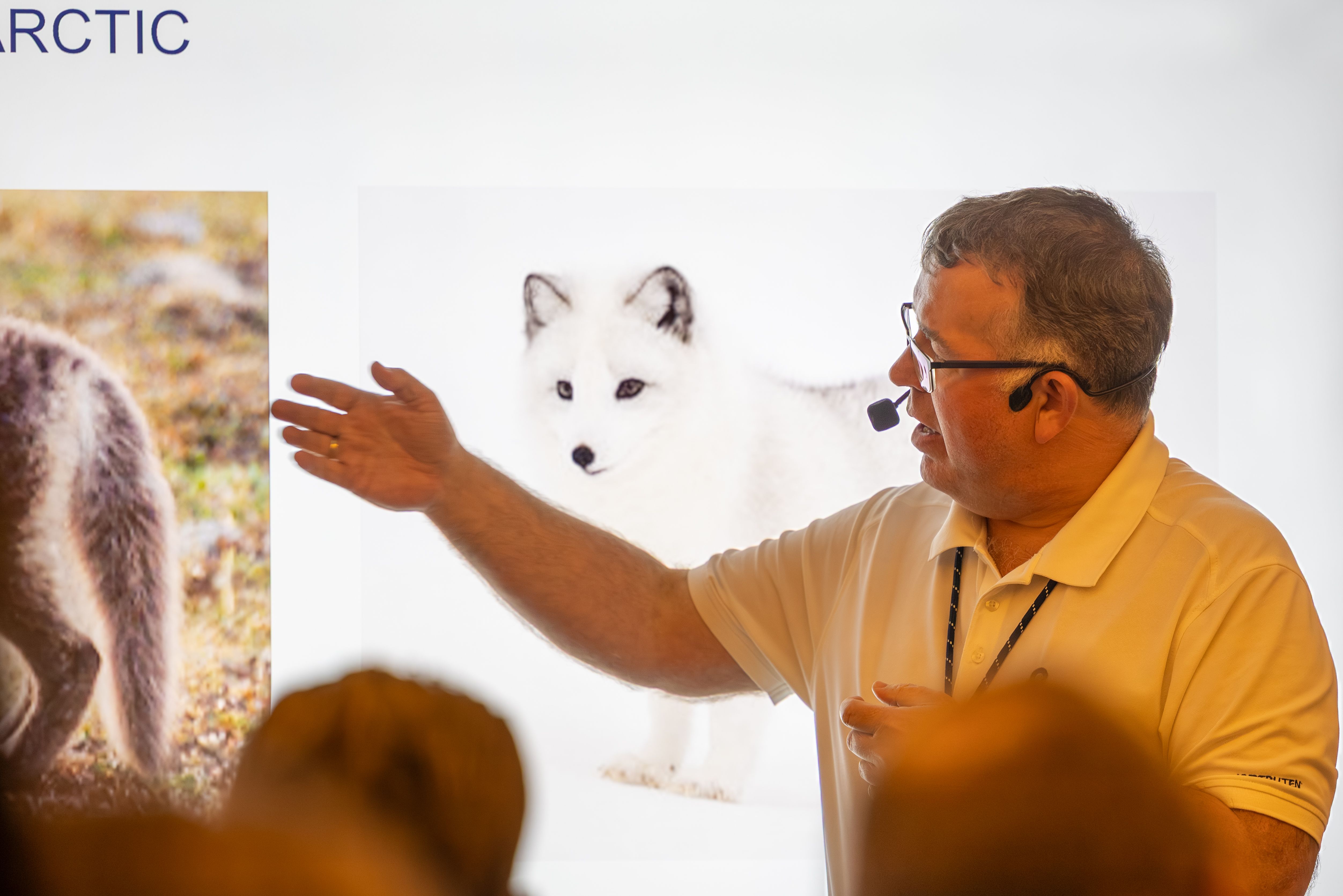 Expedition team presenting daily lecture 