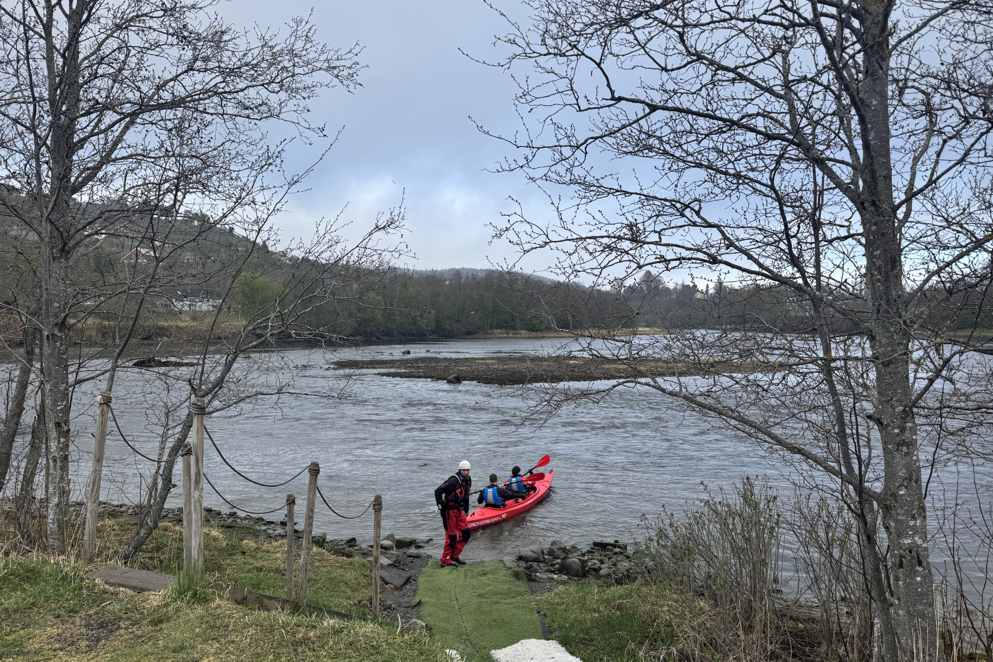 Kayaking on the Nidelva River in Trondheim, Norway