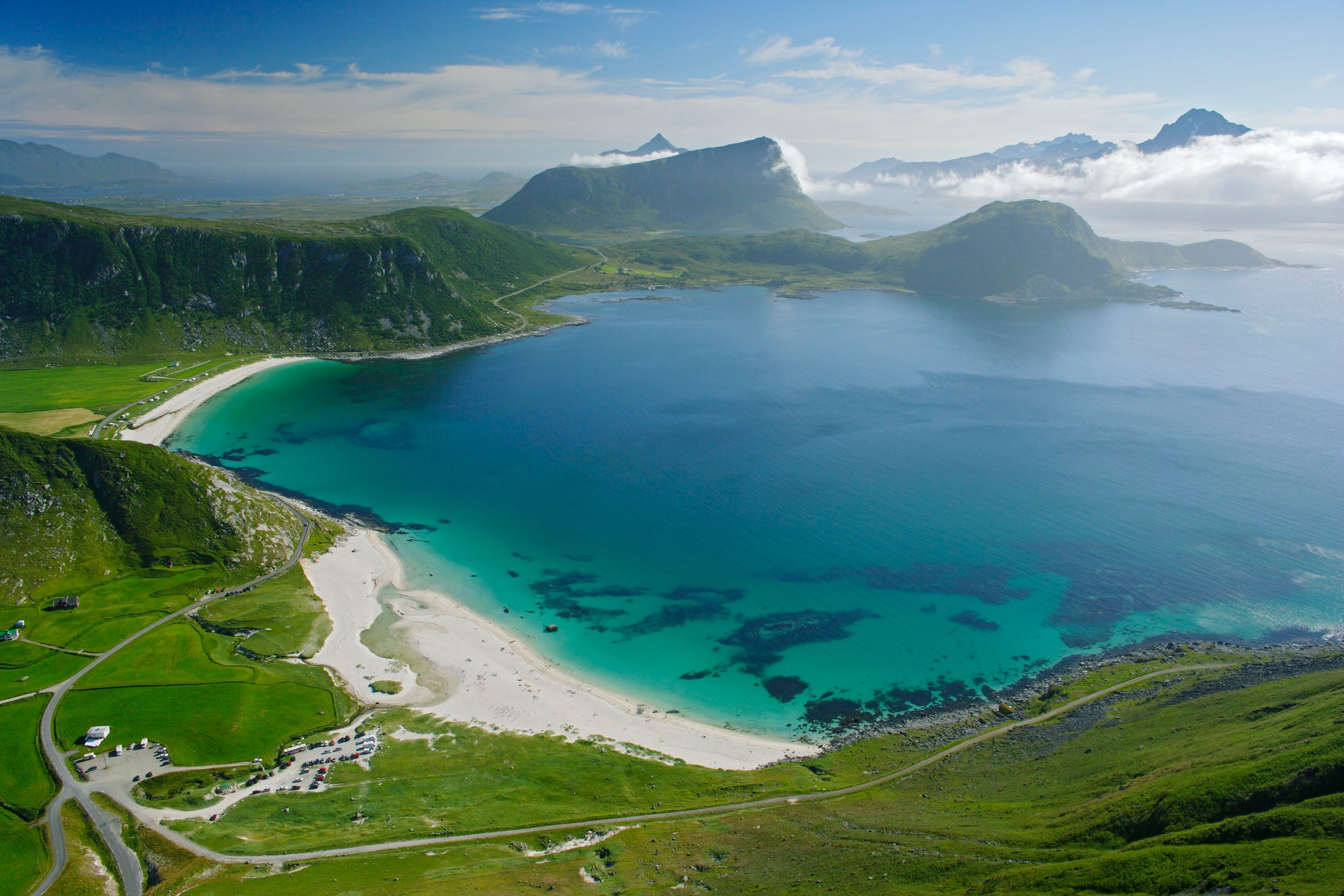 Vakker strand i Lofoten, Norge