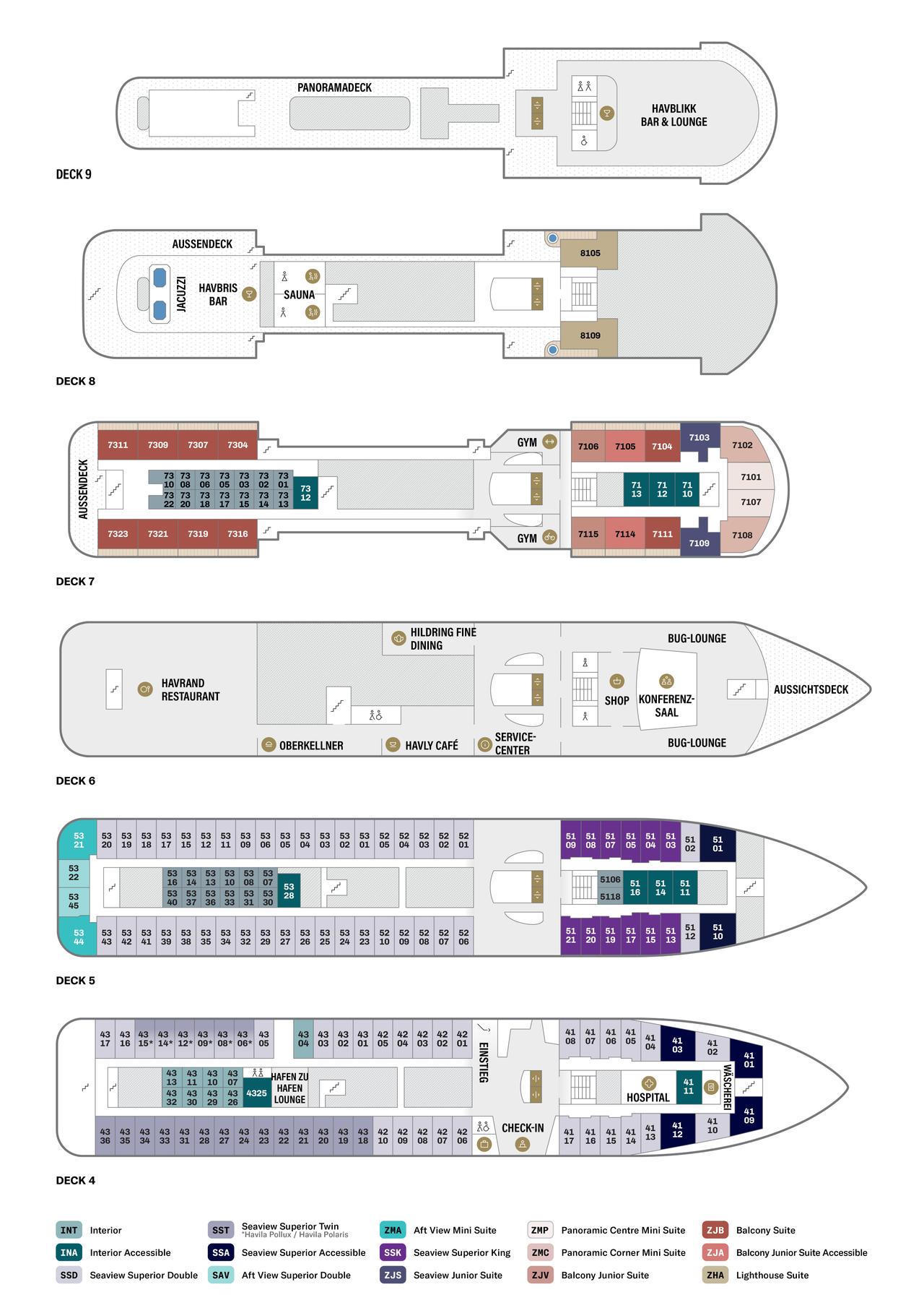 Deckplan der Havila-Schiffe
