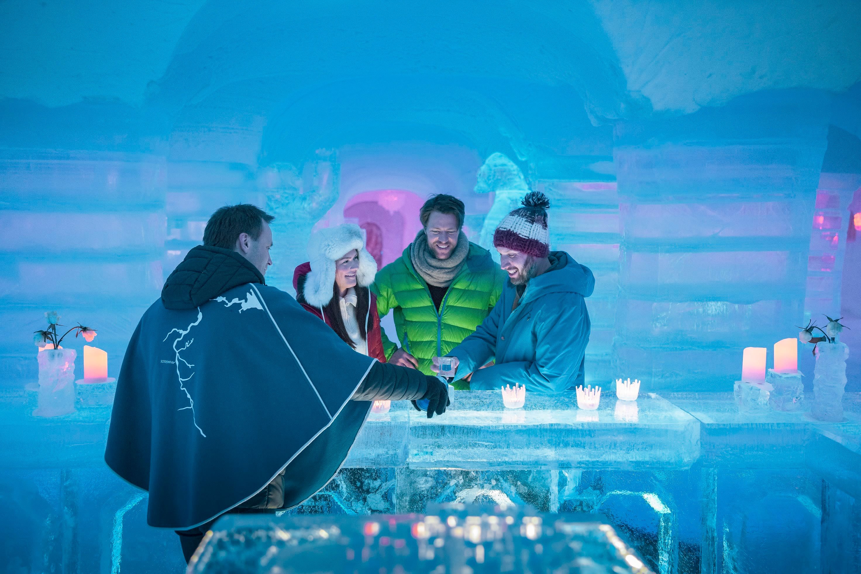 Guests in snow hotel excursion in Kirkenes, Norway