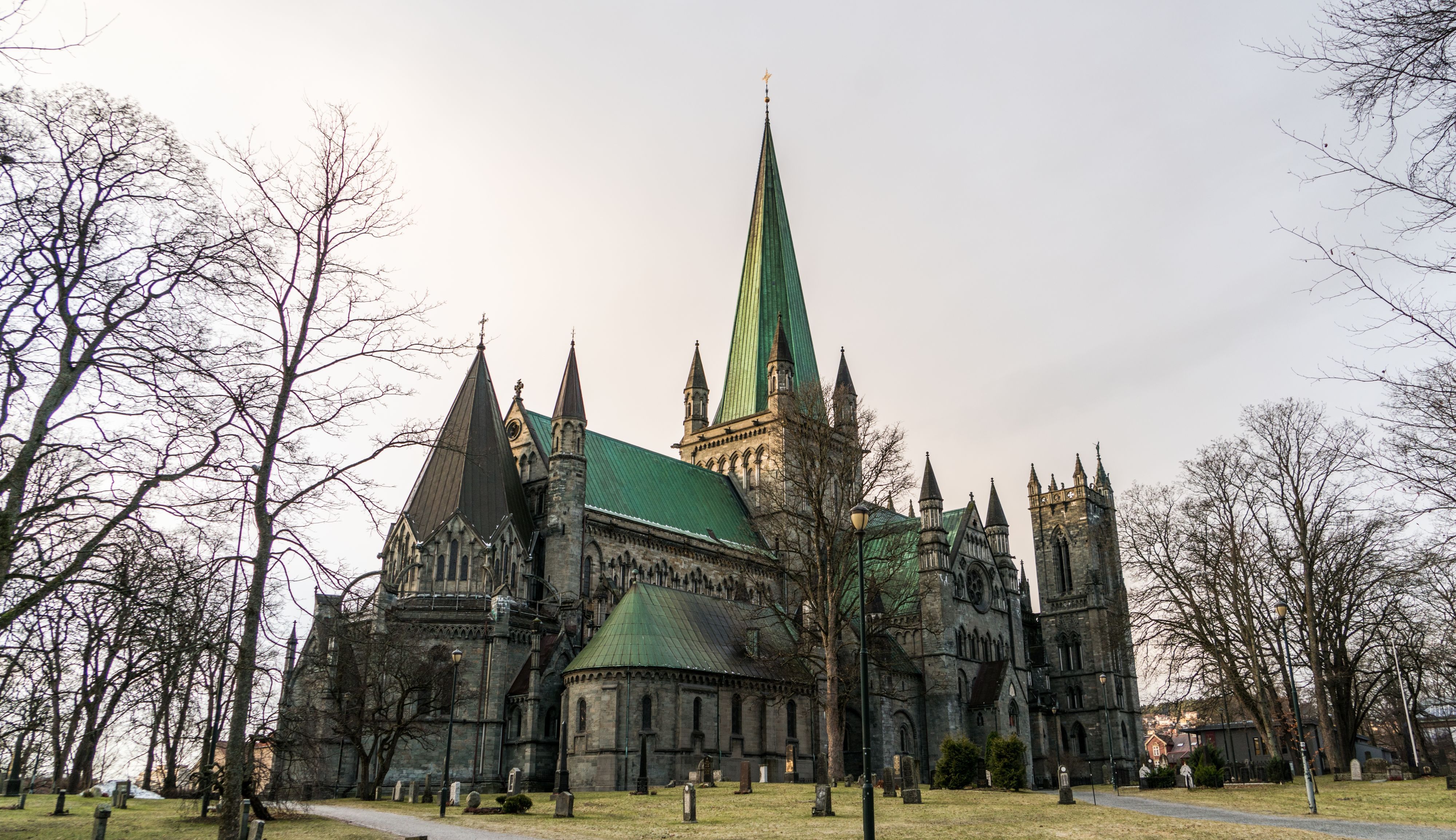Trondheim city and Nidaros Cathedral on a guided sightseeing tour in Norway.