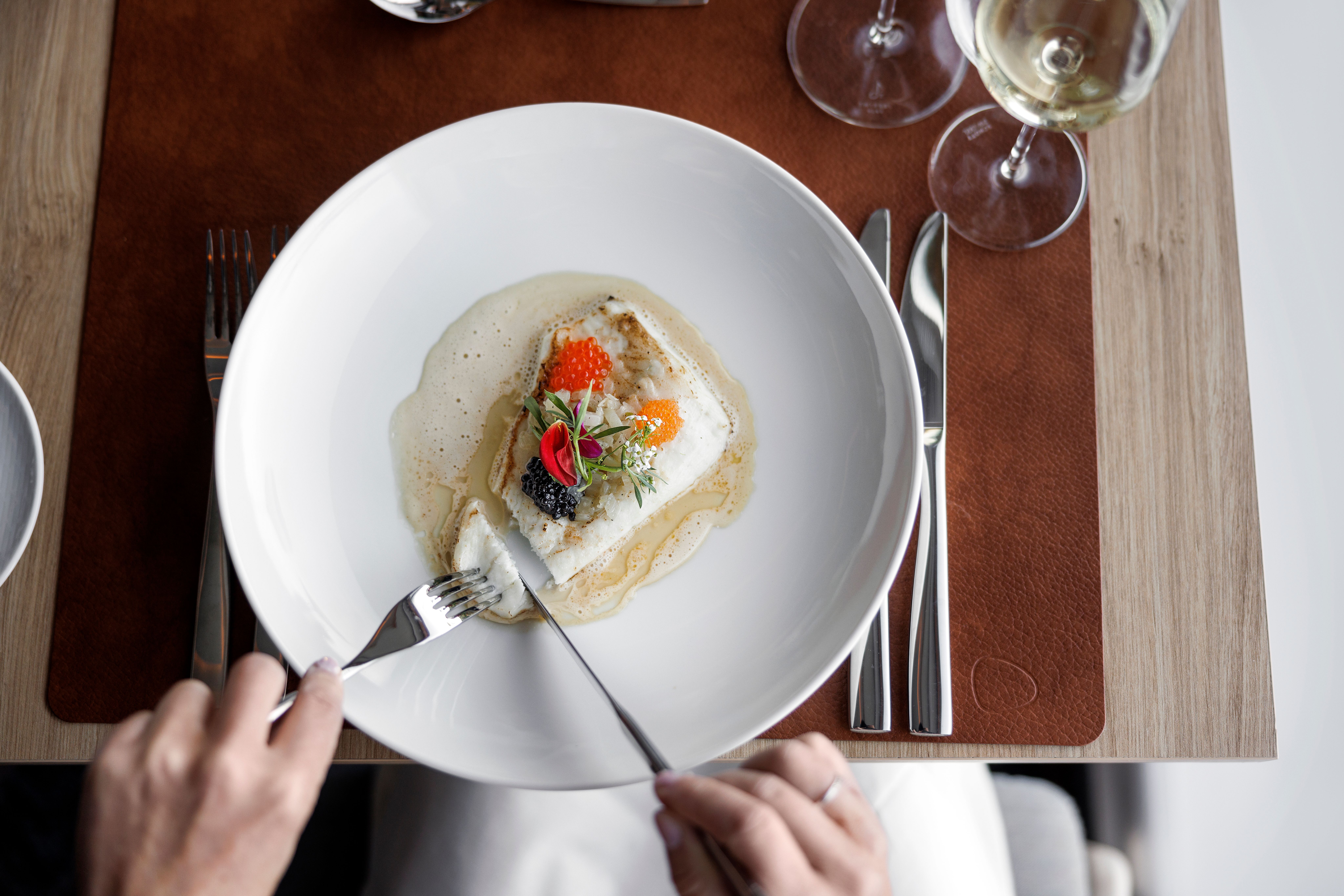 Meeresfrüchtegericht im Restaurant