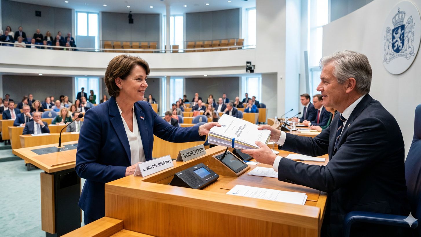 Abstracte weergave van politieke besluitvorming in Den Haag.