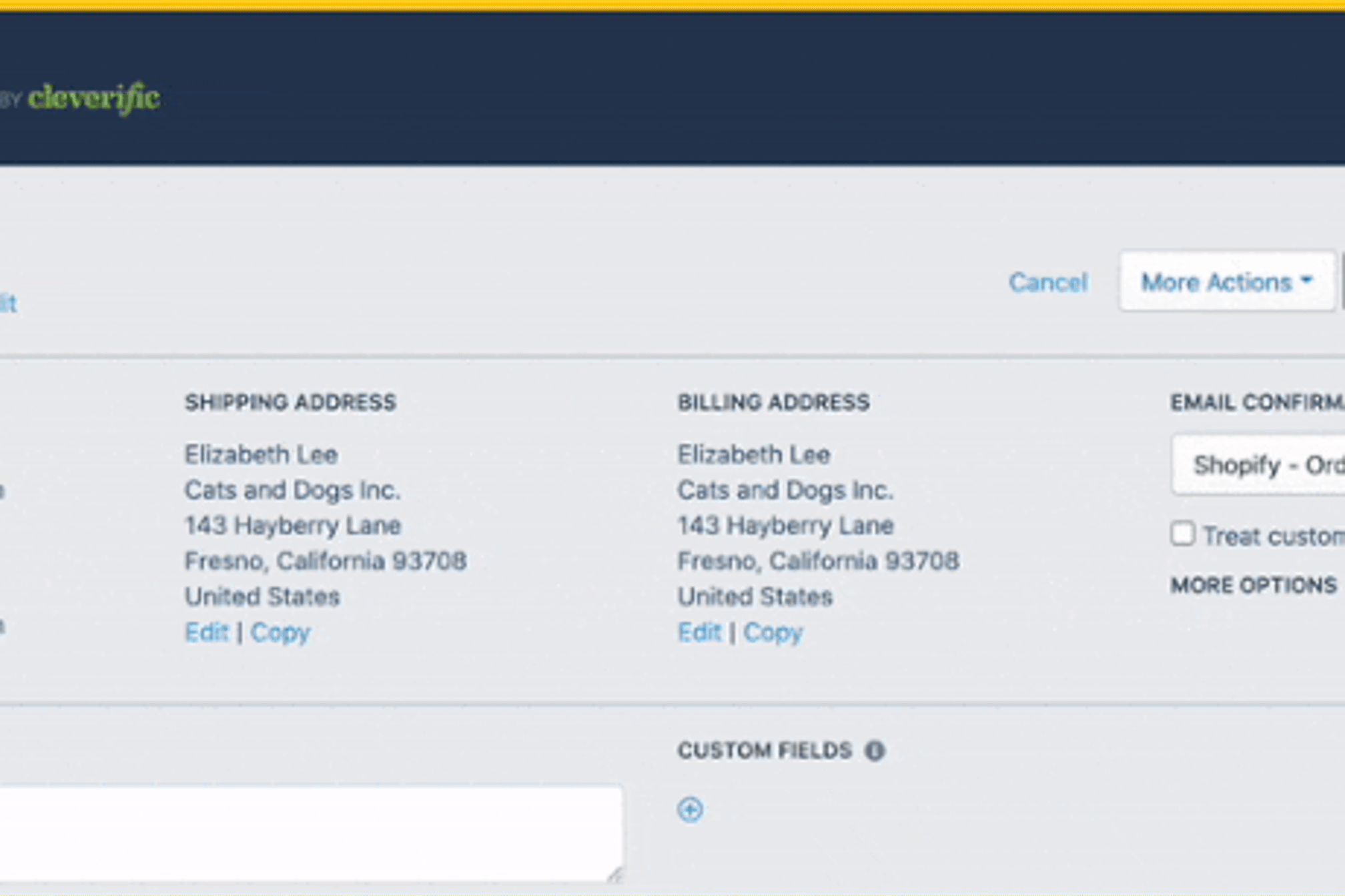 Access customer data directly on your Shopify orders