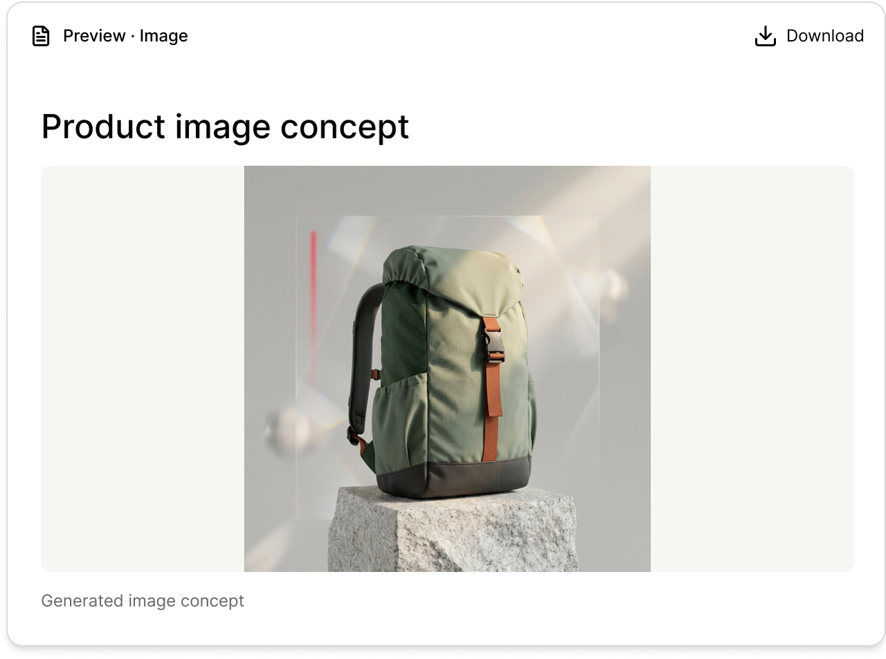 Retail product image deliverable for an outdoor daypack.