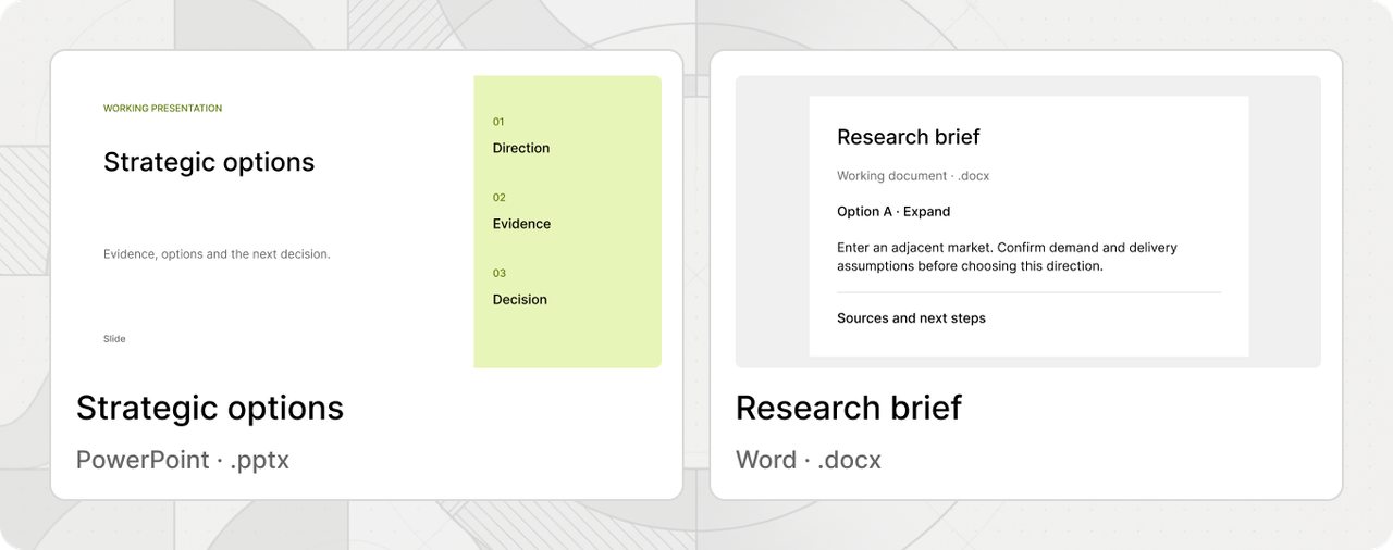 Research deliverables prepared for review.