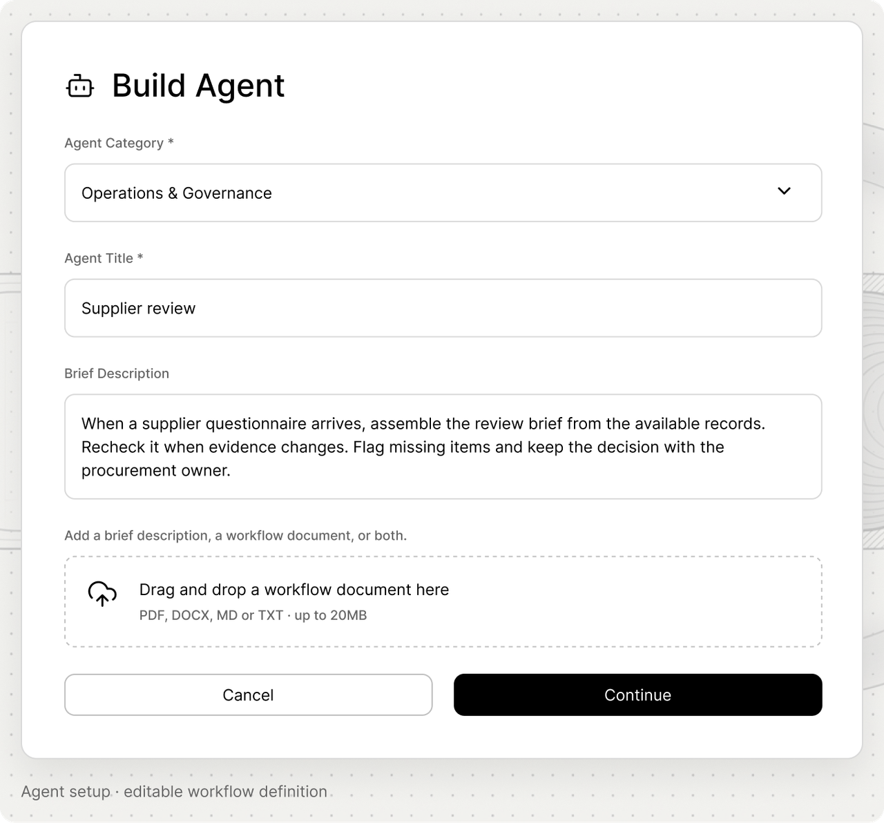 Veylan agent configuration showing instructions and output requirements.