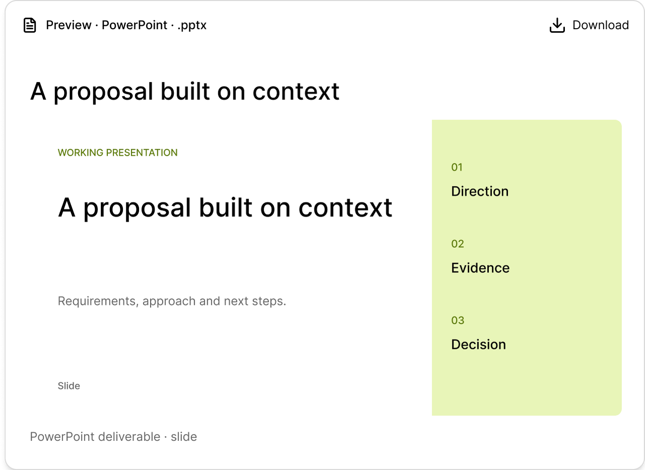 Sales proposal deliverable preview.