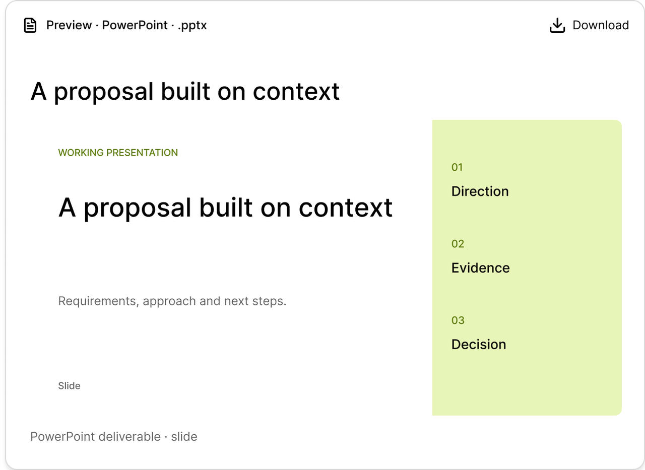 Sales proposal deliverable preview.