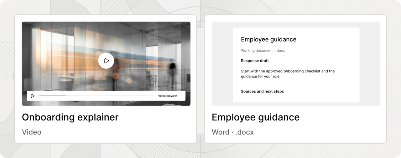 Employee guidance video and written document.