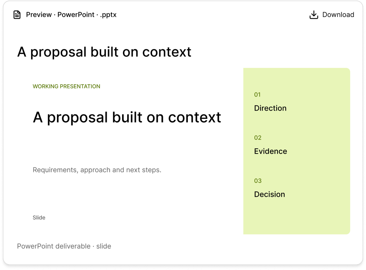 Sales proposal presentation prepared for specialist and commercial review.