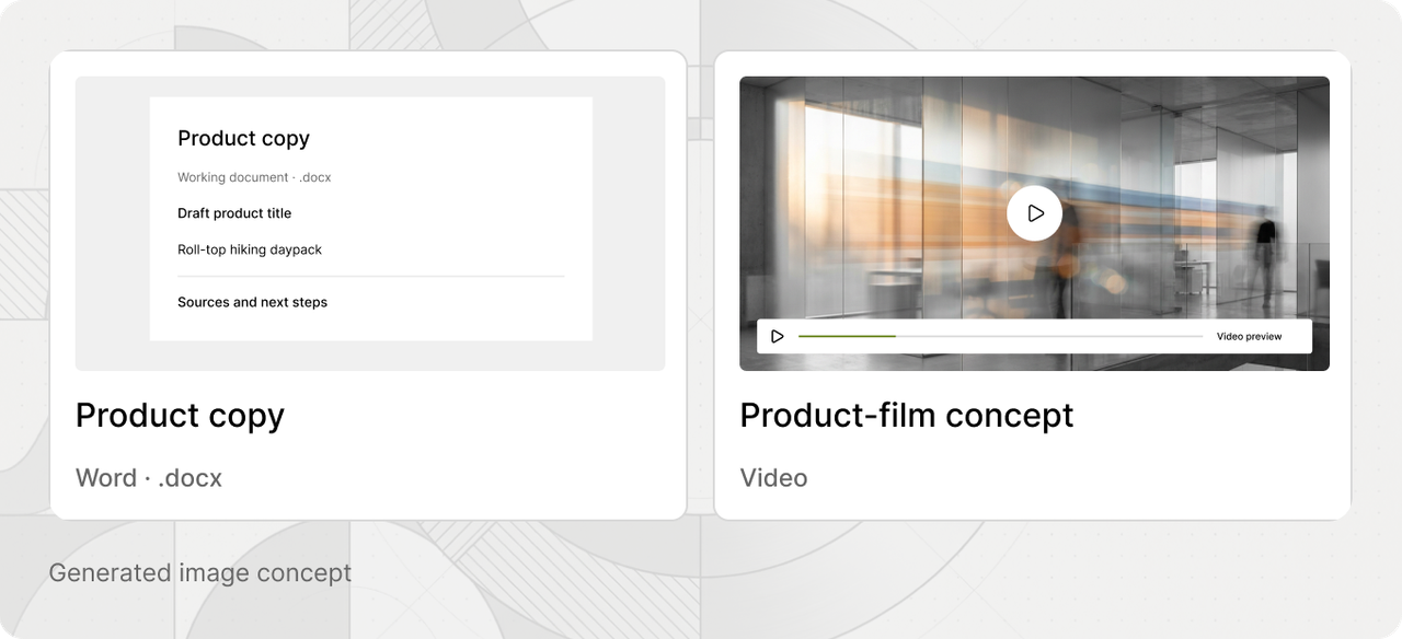 Retail deliverables: a written brief and a static video concept.