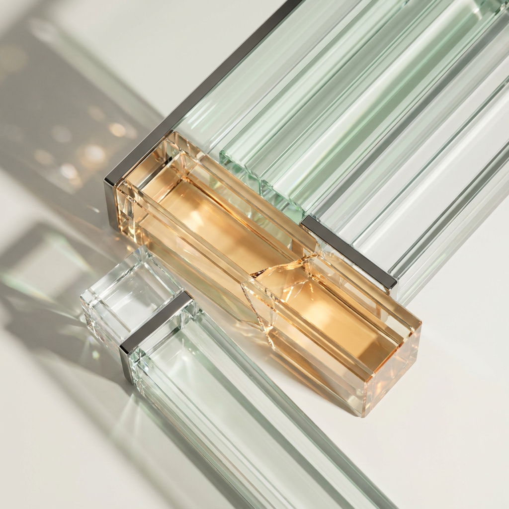 Transparent channels with an amber interruption.