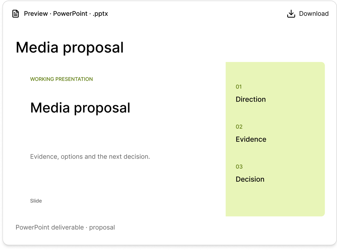 Media proposal presentation prepared in Veylan.
