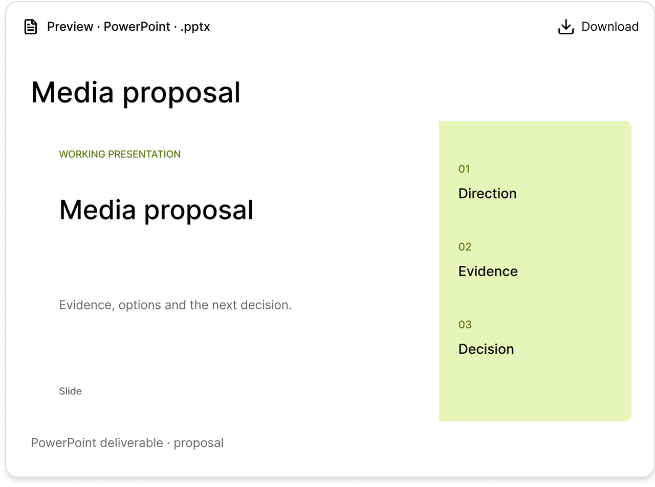Media proposal presentation prepared in Veylan.