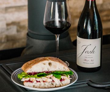 Josh Cellar Pinot Noir with cranberry sandwich