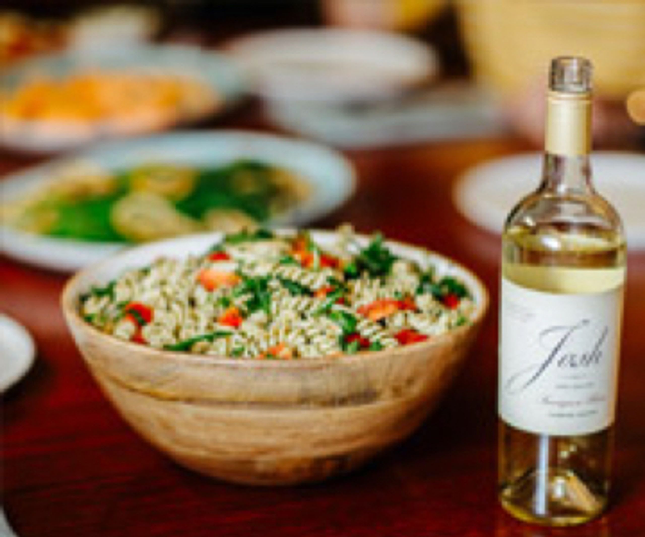 Josh Cellars wine with pasta salad