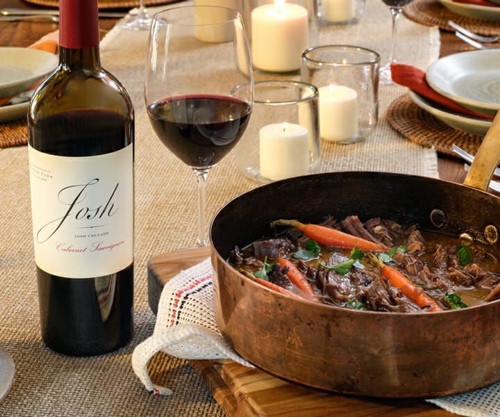 Josh Cellars wine with short ribs