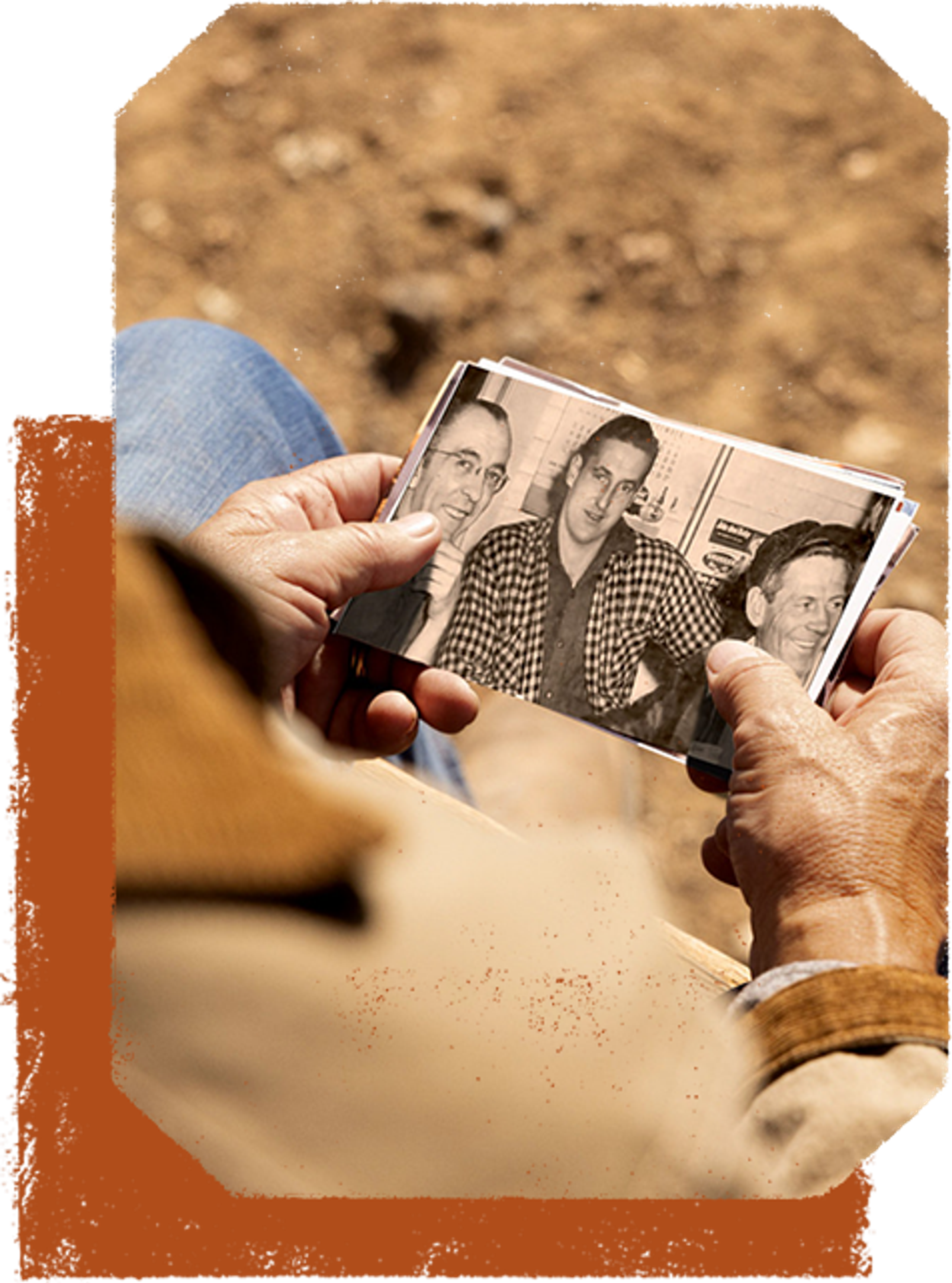 Joseph Carr looking at old photographs