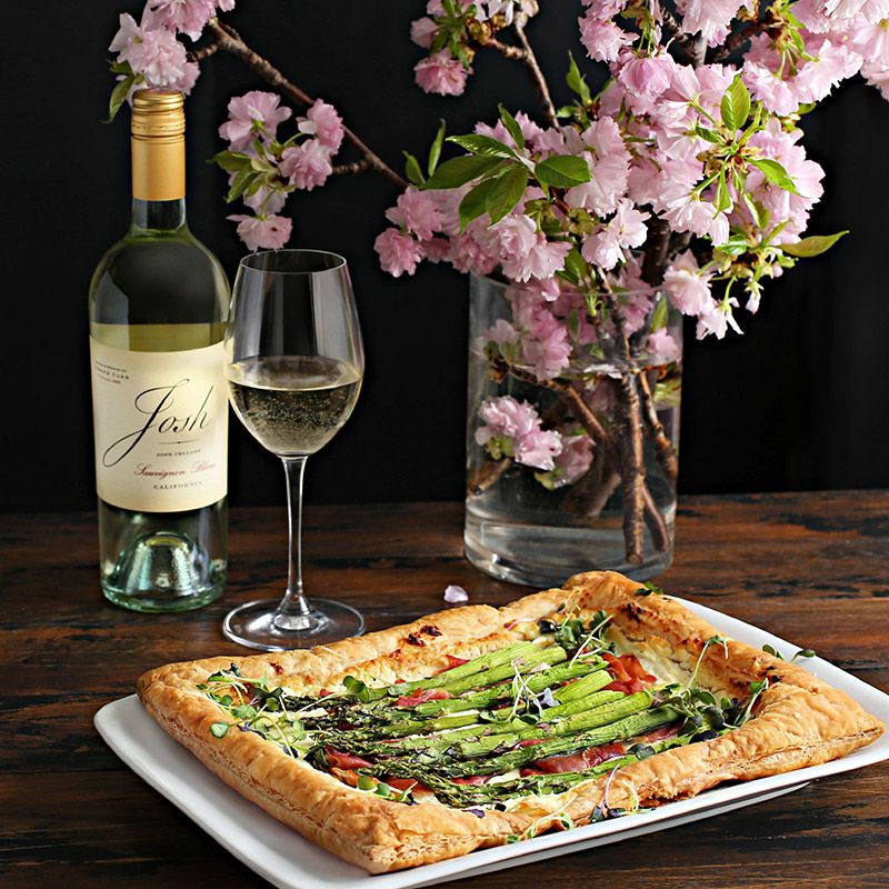 Josh Cellars wine with asparagus tart